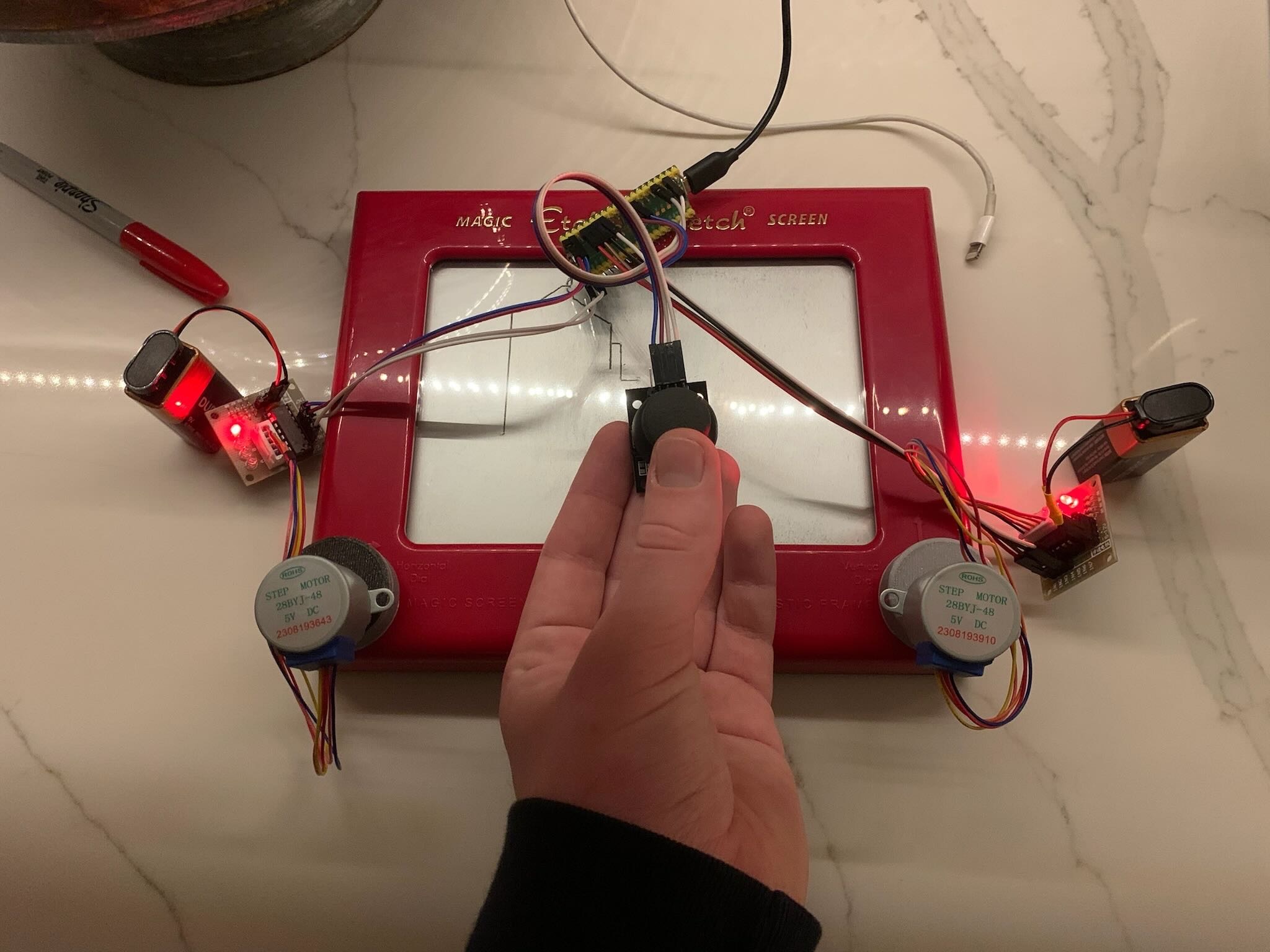 Early prototype of the CNC Etch-A-Sketch