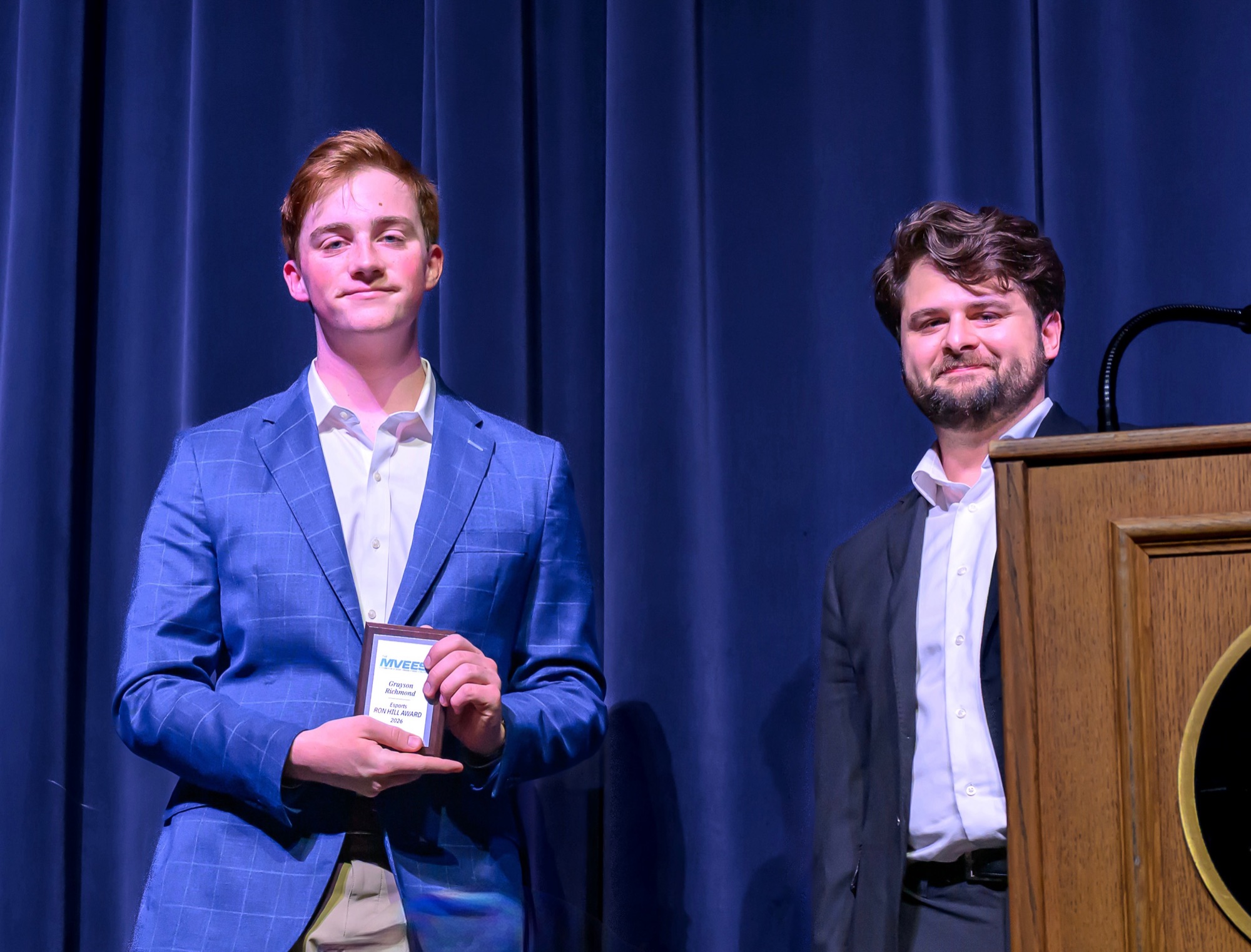 Grayson Richmond receiving the Ron Hill Award at the MVEES ceremony